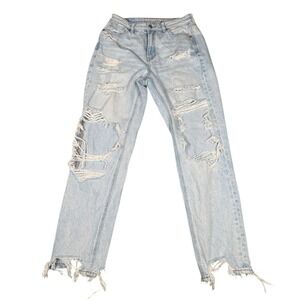 American Eagle Outfitters Mom Jeans Light Wash Distressed Ripped Size 4